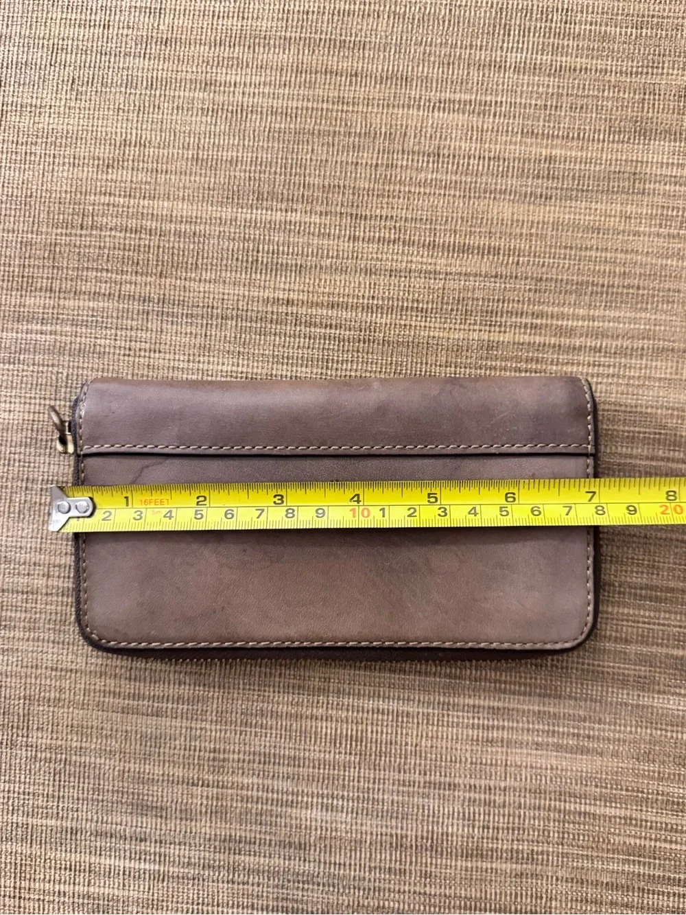 Frye Melissa Gray Taupe Leather Zip Around Wallet